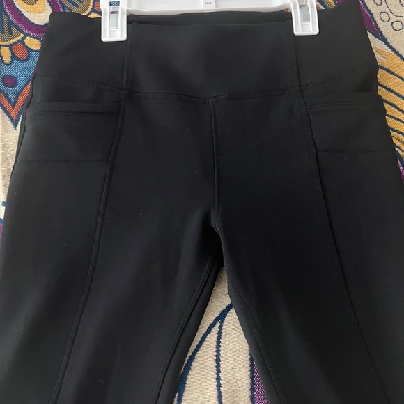 Athleta Chaturanga fleece lined leggings pockets MT medium tall black - Picture 9 of 9